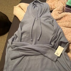 blue waffle knit sweater